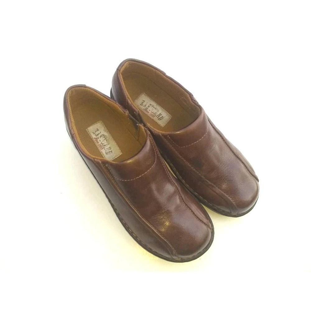 Eastland Womens Tracie Slip On Shoes Brown Leather Bicycle Toe Wedge Heels 8.5M